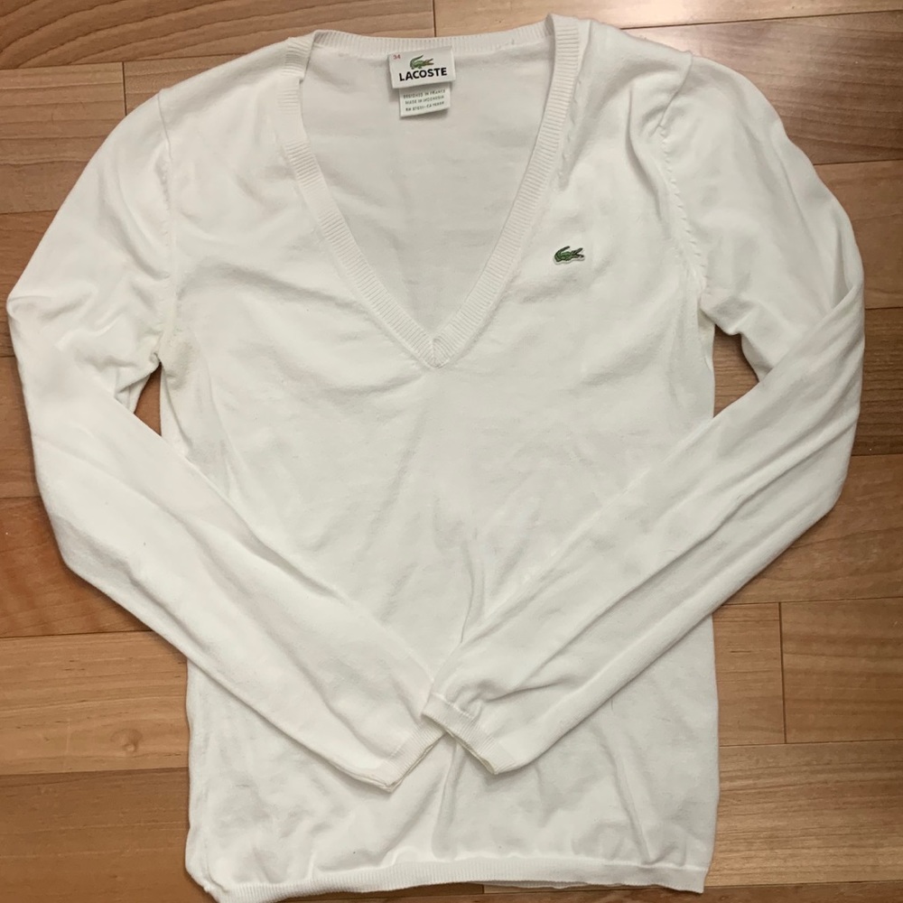 Lacoste white long sleeve top